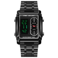 SaneShoppe-Luxury Men's Stainless Steel Dual Display Wrist Watch