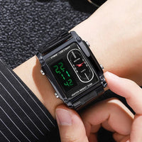 SaneShoppe-Luxury Men's Stainless Steel Dual Display Wrist Watch