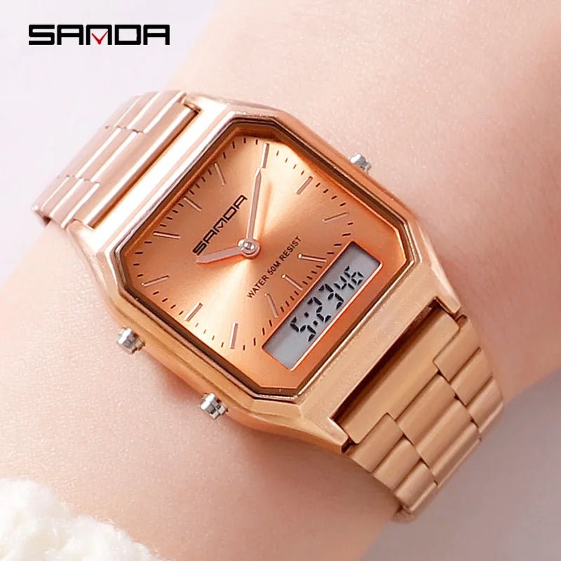SaneShoppe-White Digital Quartz Sports Watch for Women - Waterproof Luxury Female Clock