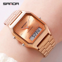 SaneShoppe-White Digital Quartz Sports Watch for Women - Waterproof Luxury Female Clock