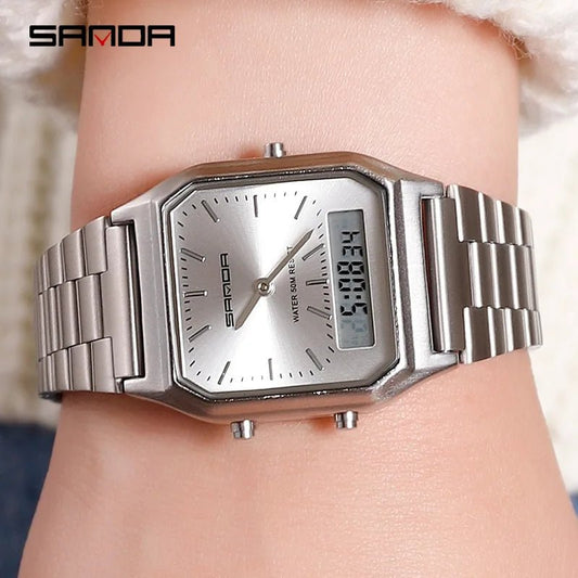 SaneShoppe-White Digital Quartz Sports Watch for Women - Waterproof Luxury Female Clock