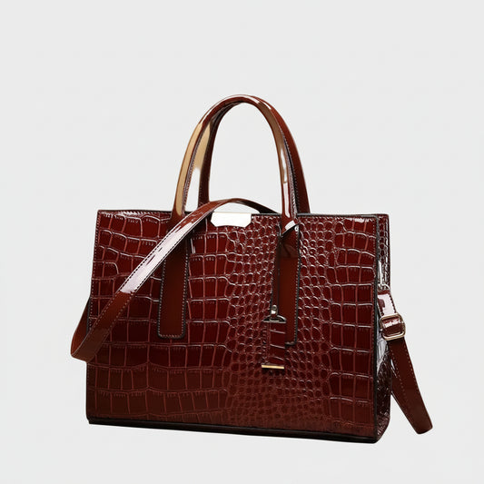 SaneShoppe - Luxury Vintage Women's Crocodile Pattern Handbag Large Capacity Tote Bag Leather Business Shoulder Bag For Female