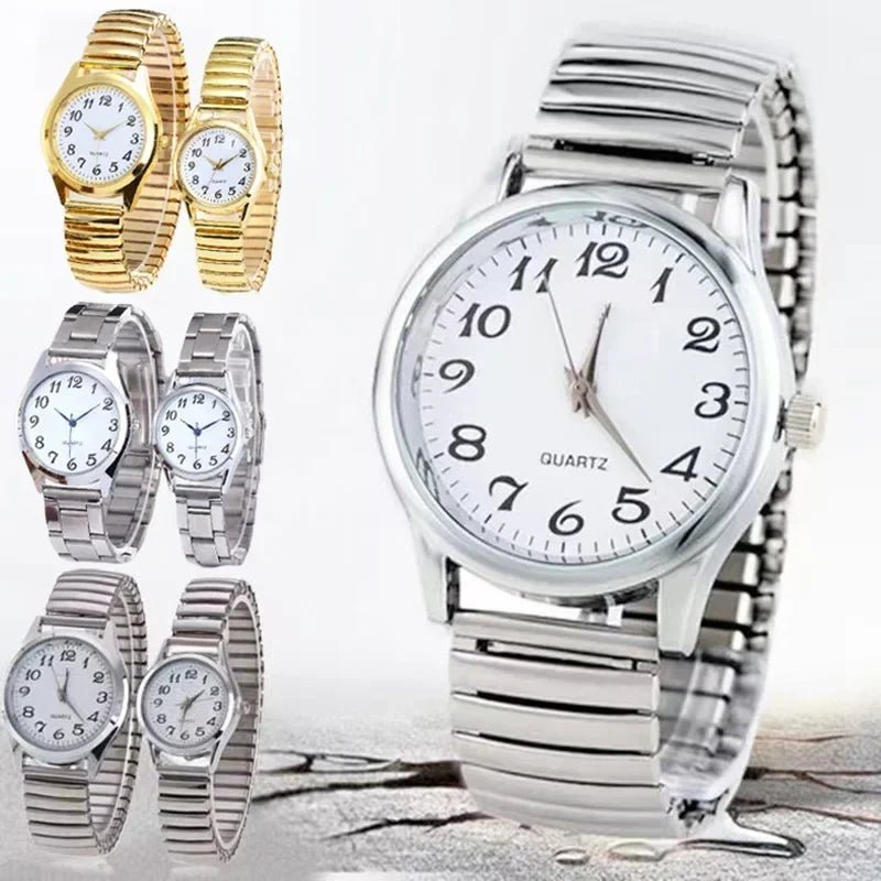 SaneShoppe-Elegant Stainless Steel Wristwatch Set for Men and Women