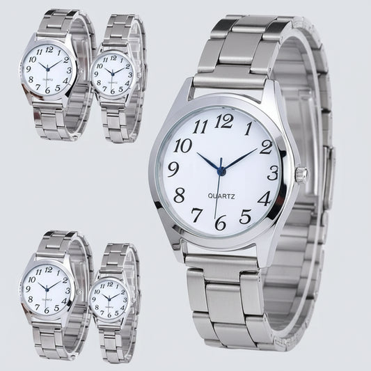SaneShoppe-Elegant Stainless Steel Wristwatch Set for Men and Women