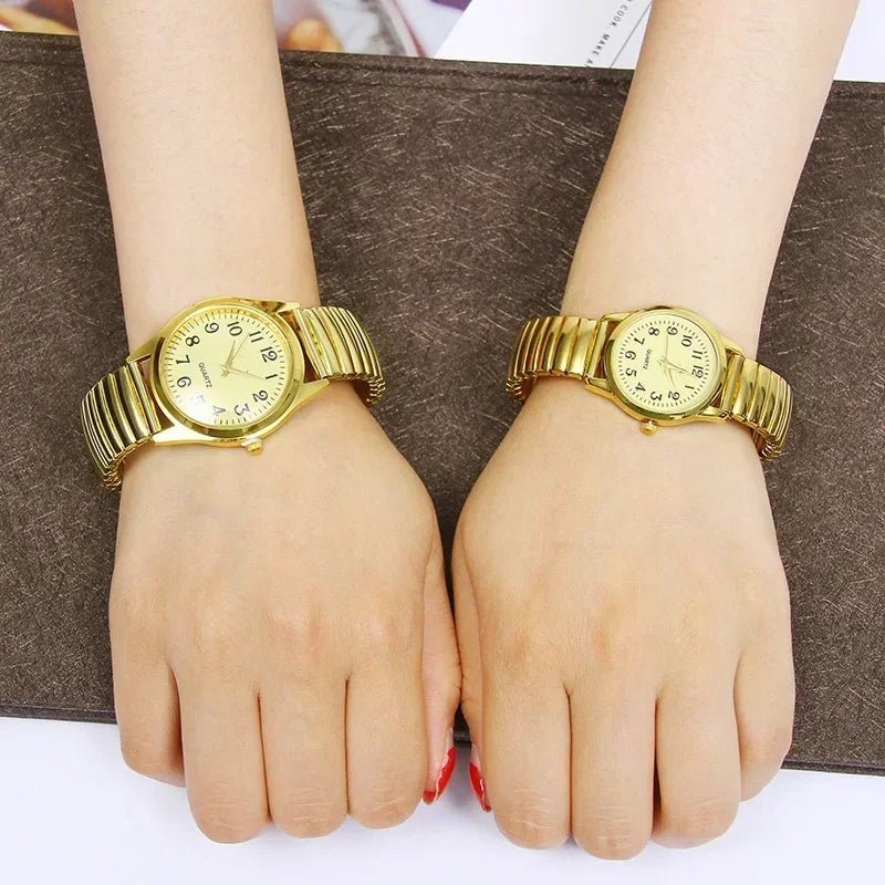 SaneShoppe-Elegant Stainless Steel Wristwatch Set for Men and Women