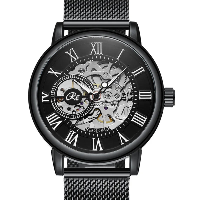 SaneShoppe-Luxury Skeleton Mesh Strap Mechanical Watch for Men