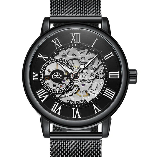 SaneShoppe-Luxury Skeleton Mesh Strap Mechanical Watch for Men