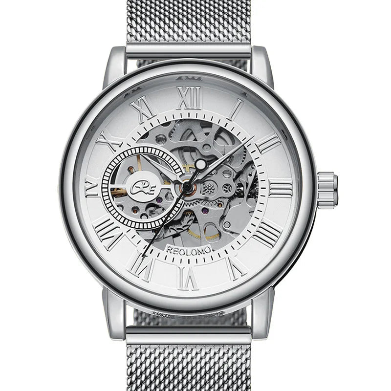 SaneShoppe-Luxury Skeleton Mesh Strap Mechanical Watch for Men