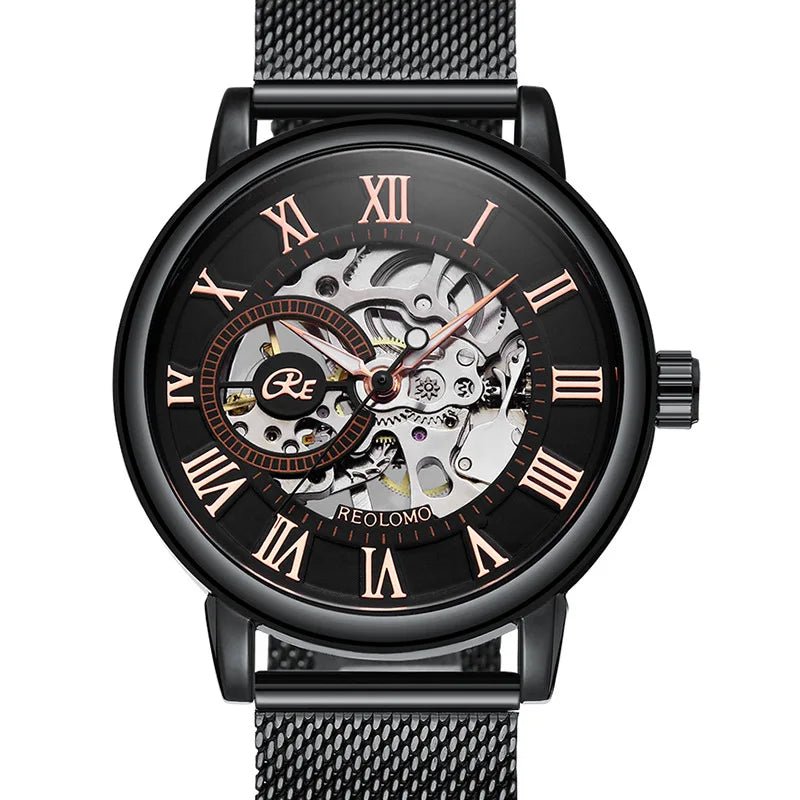 SaneShoppe-Luxury Skeleton Mesh Strap Mechanical Watch for Men