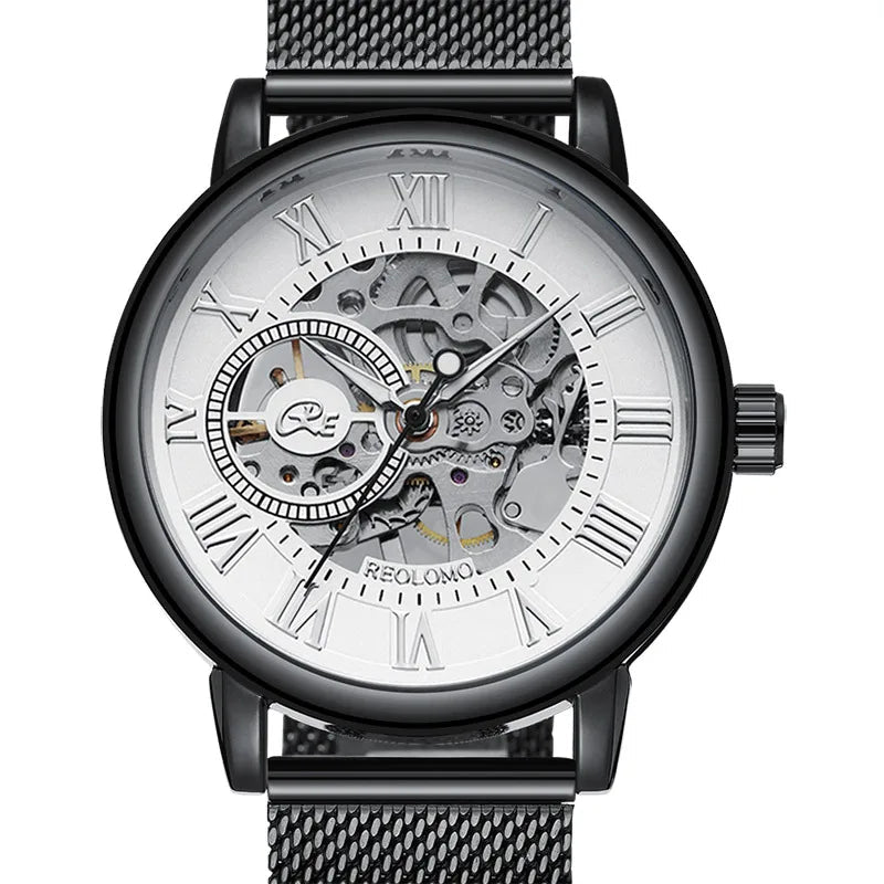 SaneShoppe-Luxury Skeleton Mesh Strap Mechanical Watch for Men