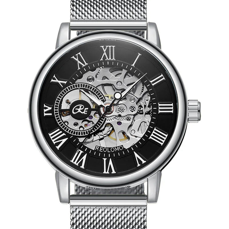 SaneShoppe-Luxury Skeleton Mesh Strap Mechanical Watch for Men
