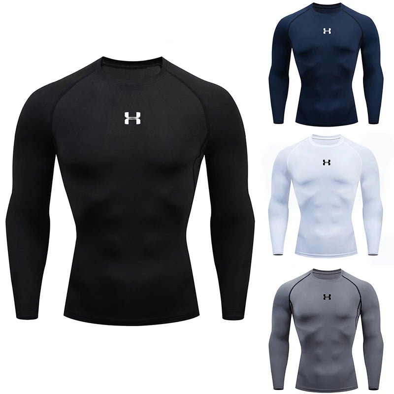SaneShoppe - Men Running Compression T-shirt Long sleeves Sport Tees Gym Fitness Sweatshirt Male Jogging Tracksuit Homme Athletic Shirt Tops