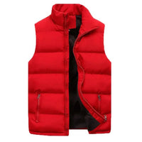 SaneShoppe - Men Vest Jacket Stand Collar Solid Color Zipper Cotton Padded Thicken Cold Proof Straight Waistcoat Men Streetwear