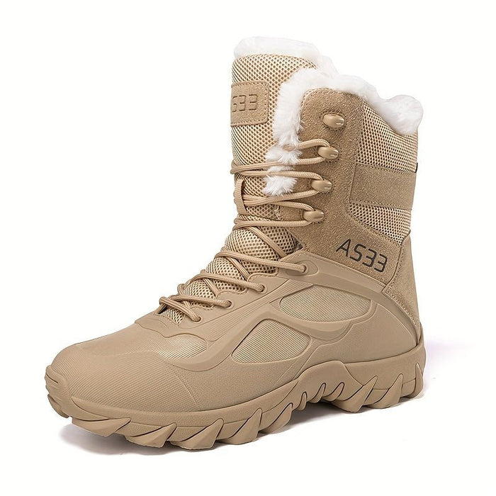 SaneShoppe - Men&apos;s Heavy - Duty Tactical Hiking Boots - All - Terrain Shock - Absorbing /Outdoor Boots with Lace - Up Ankle, Non - Slip Rubber Sole & Ergonomic Design - Beige/Black - All - Weather Durable for Camping, Trekking,M Work - All - Seaso