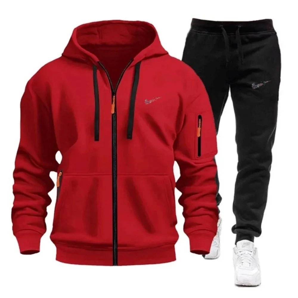 SaneShoppe-Men's Sportswear Hoodie and Sweatpants Set for Running Unisex Autumn Tracksuit