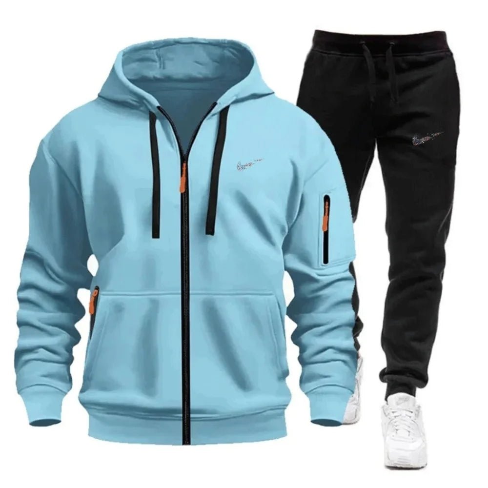 SaneShoppe-Men's Sportswear Hoodie and Sweatpants Set for Running Unisex Autumn Tracksuit