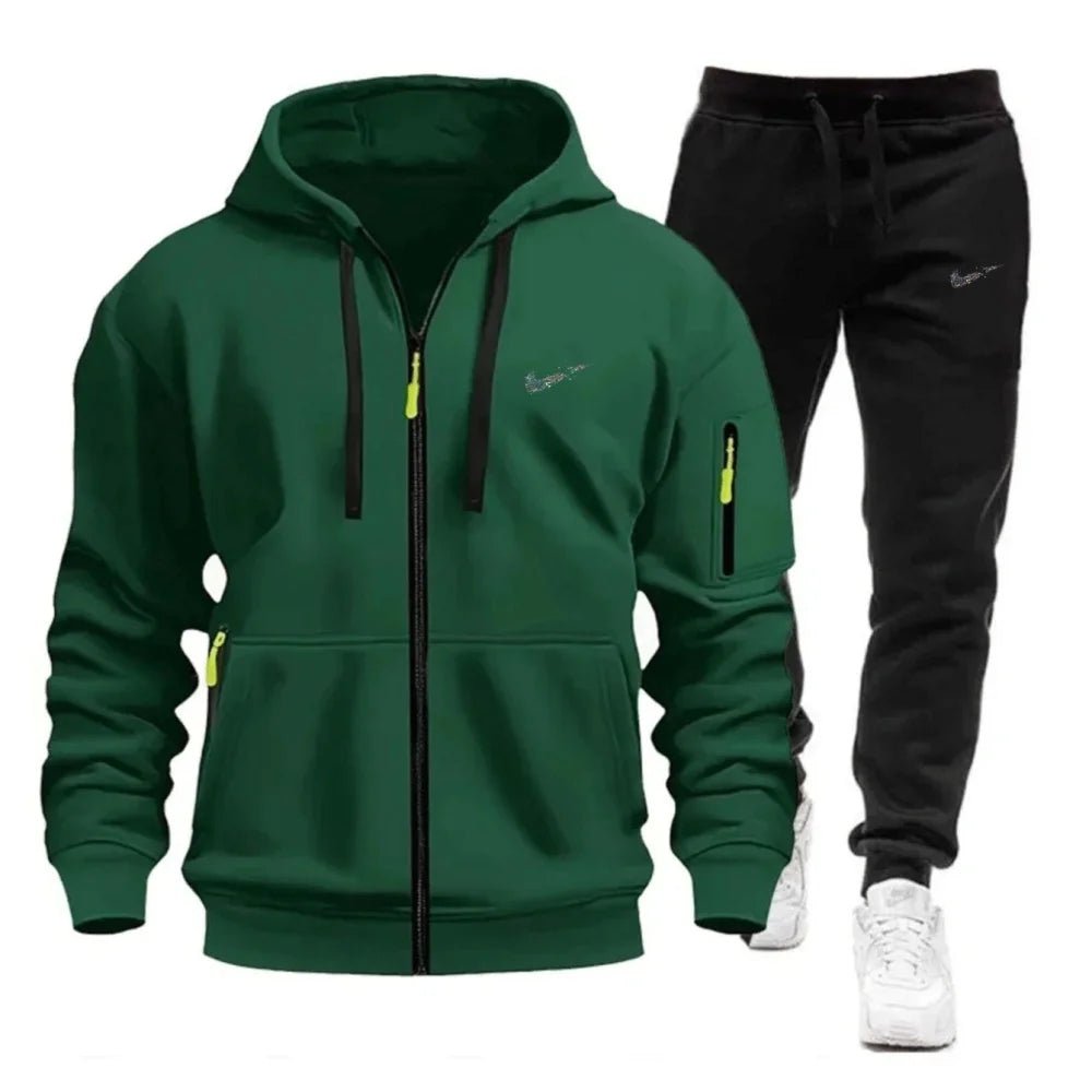 SaneShoppe-Men's Sportswear Hoodie and Sweatpants Set for Running Unisex Autumn Tracksuit