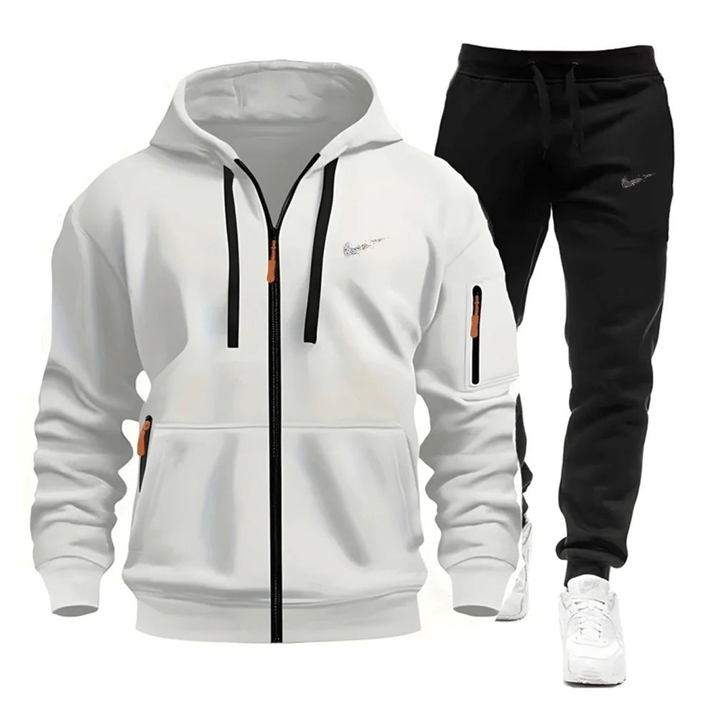 SaneShoppe-Men's Sportswear Hoodie and Sweatpants Set for Running Unisex Autumn Tracksuit