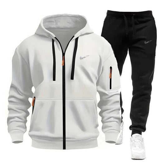 SaneShoppe-Men's Sportswear Hoodie and Sweatpants Set for Running Unisex Autumn Tracksuit
