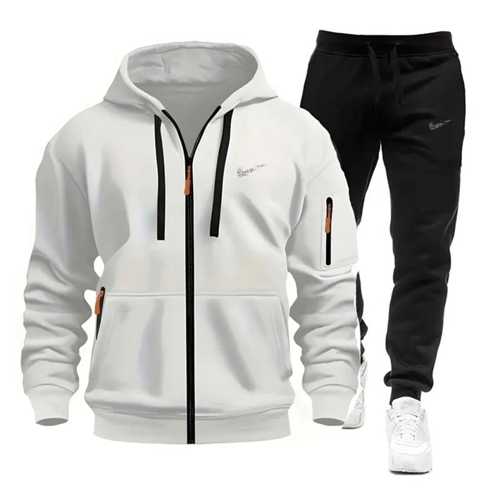 SaneShoppe-Men's Sportswear Hoodie and Sweatpants Set for Running Unisex Autumn Tracksuit