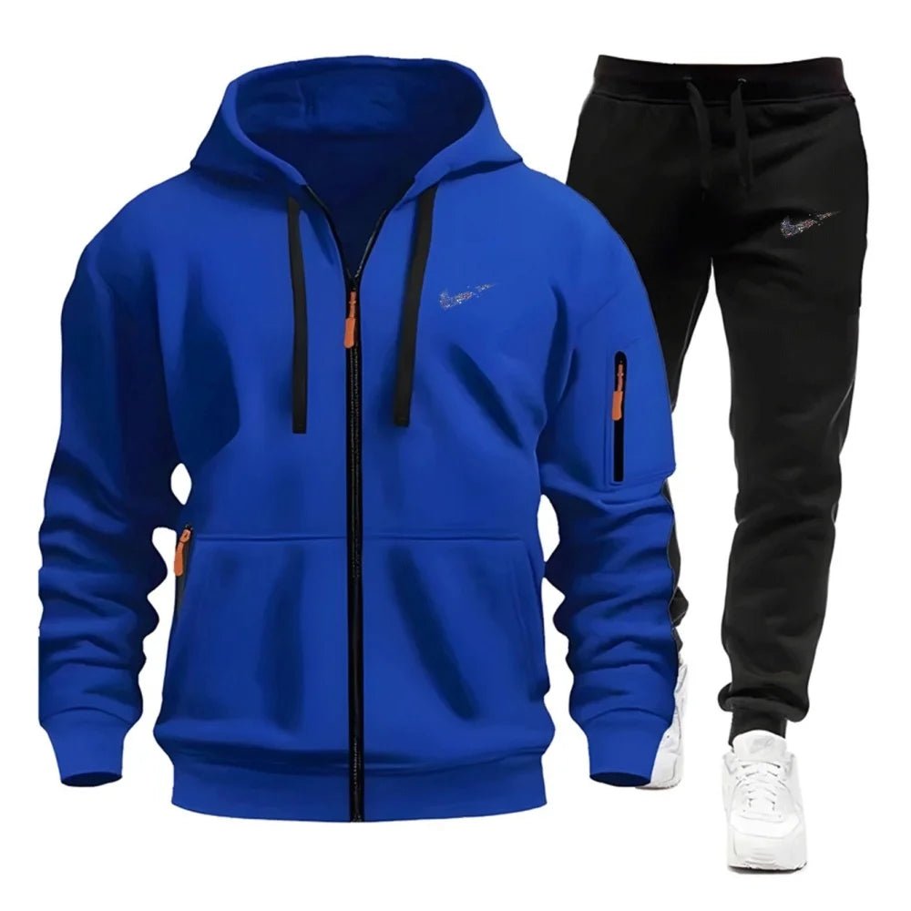 SaneShoppe-Men's Sportswear Hoodie and Sweatpants Set for Running Unisex Autumn Tracksuit