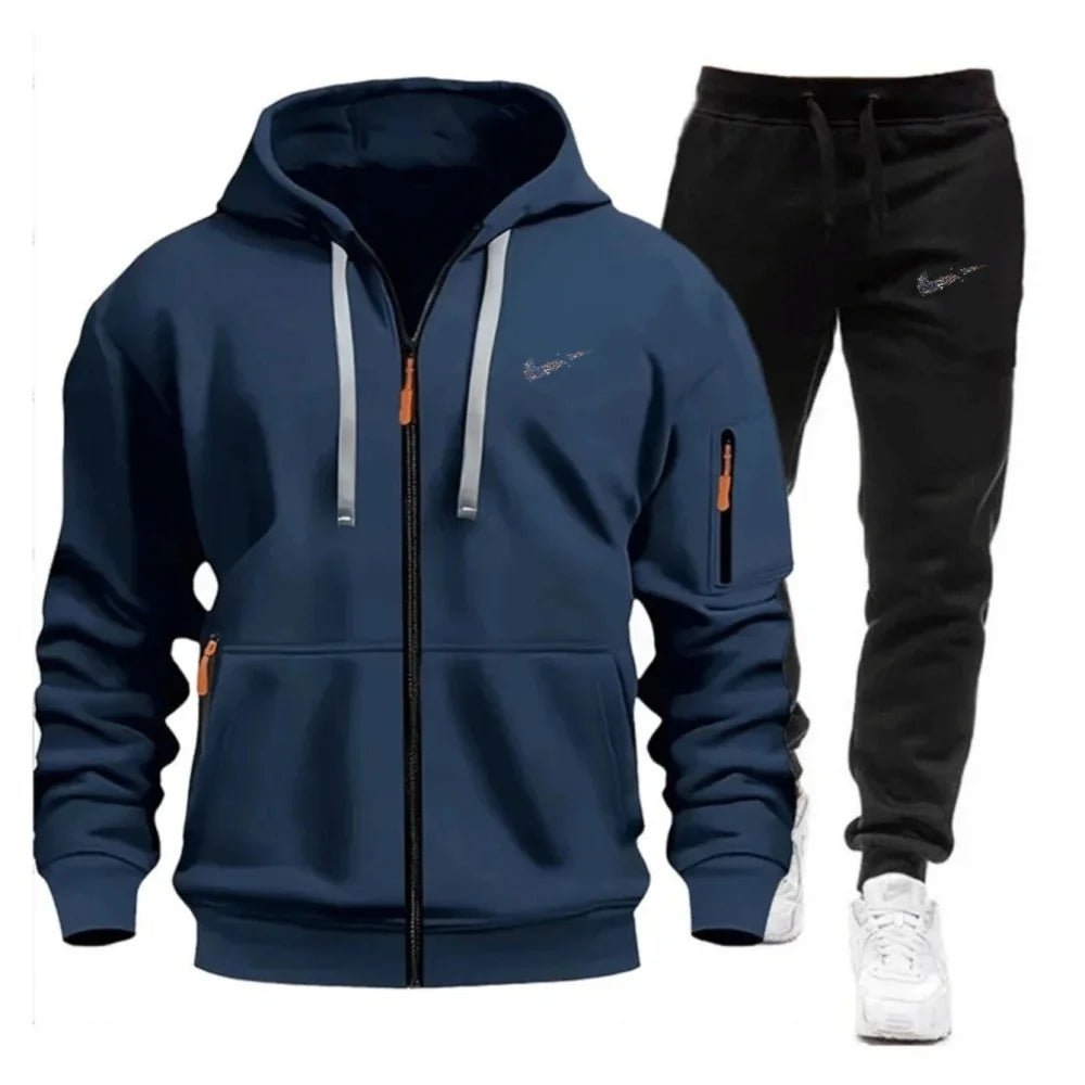 SaneShoppe-Men's Sportswear Hoodie and Sweatpants Set for Running Unisex Autumn Tracksuit