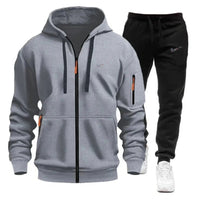 SaneShoppe-Men's Sportswear Hoodie and Sweatpants Set for Running Unisex Autumn Tracksuit