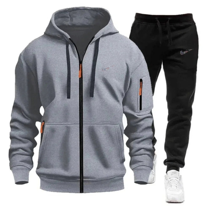 SaneShoppe-Men's Sportswear Hoodie and Sweatpants Set for Running Unisex Autumn Tracksuit