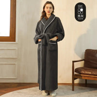 SaneShoppe - Men's and Women's Styles Winter Bathrobe Long Sleeve Warm Turn Down Collar Fluffy Bath Robe with Sashes Solid Fleece Gown 2025