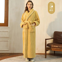 SaneShoppe - Men's and Women's Styles Winter Bathrobe Long Sleeve Warm Turn Down Collar Fluffy Bath Robe with Sashes Solid Fleece Gown 2025