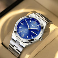 SaneShoppe-Men's Stainless Steel Automatic Mechanical Wristwatch with Luminous, Waterproof Design