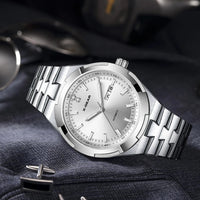 SaneShoppe-Men's Stainless Steel Automatic Mechanical Wristwatch with Luminous, Waterproof Design