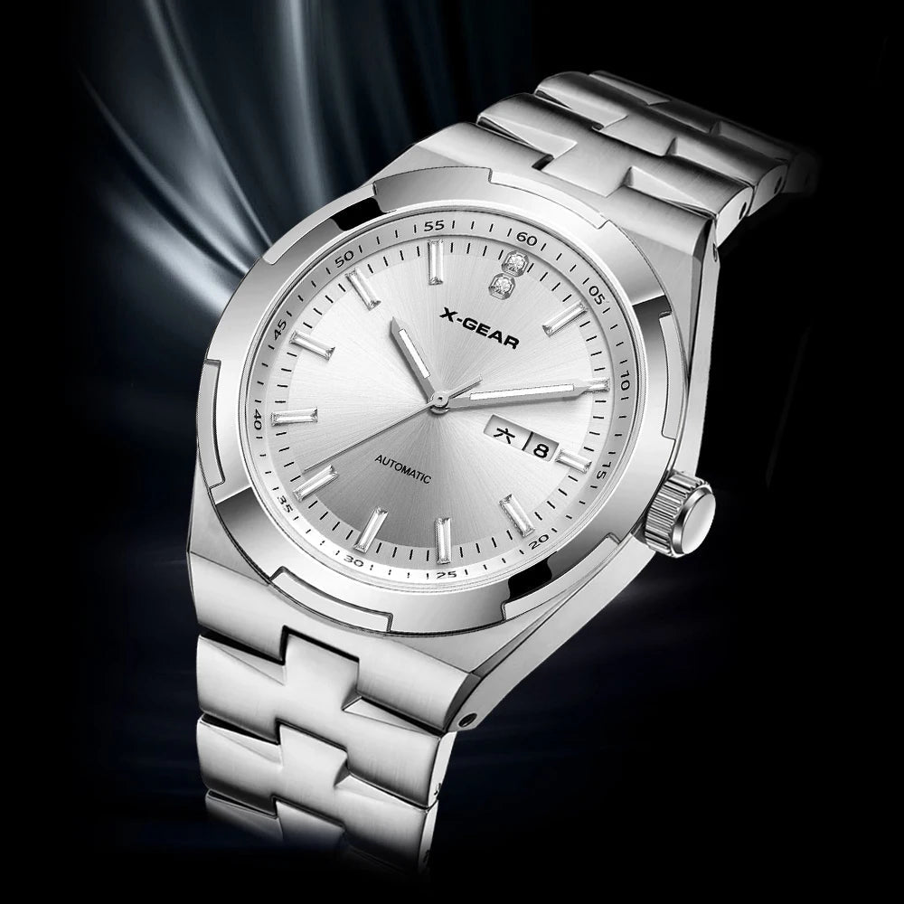 SaneShoppe-Men's Stainless Steel Automatic Mechanical Wristwatch with Luminous, Waterproof Design