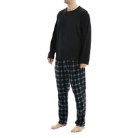 SaneShoppe - Men's Black Long Sleeve Pyjama Set made of Fleece Loungewear.