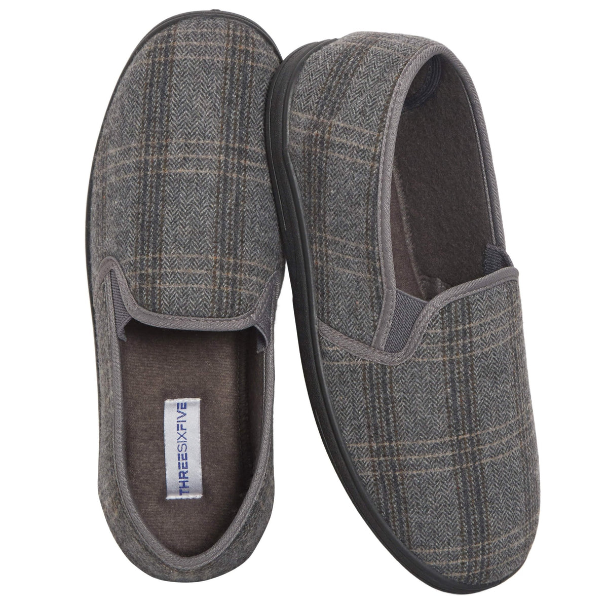 SaneShoppe - Men’s Checked Slippers Memory Foam Cushioned Soft Lining Warm Thermal Slip On House Shoes Pair for Indoor Use by Sock Stack