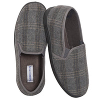 SaneShoppe - Men’s Checked Slippers Memory Foam Cushioned Soft Lining Warm Thermal Slip On House Shoes Pair for Indoor Use by Sock Stack