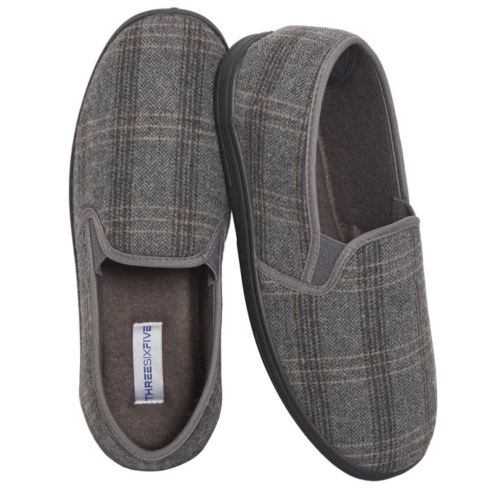 SaneShoppe - Men’s Checked Slippers Memory Foam Cushioned Soft Lining Warm Thermal Slip On House Shoes Pair for Indoor Use by Sock Stack