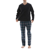SaneShoppe - Men’s Checkered Pattern Pyjamas with Fleece Top and Cotton Bottoms Loungewear.
