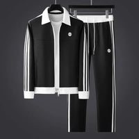 SaneShoppe - Men's Clothing Autumn and Winter high quality Fashion Brand Personalized Printing Casual Handsome Light Luxury Men's suit