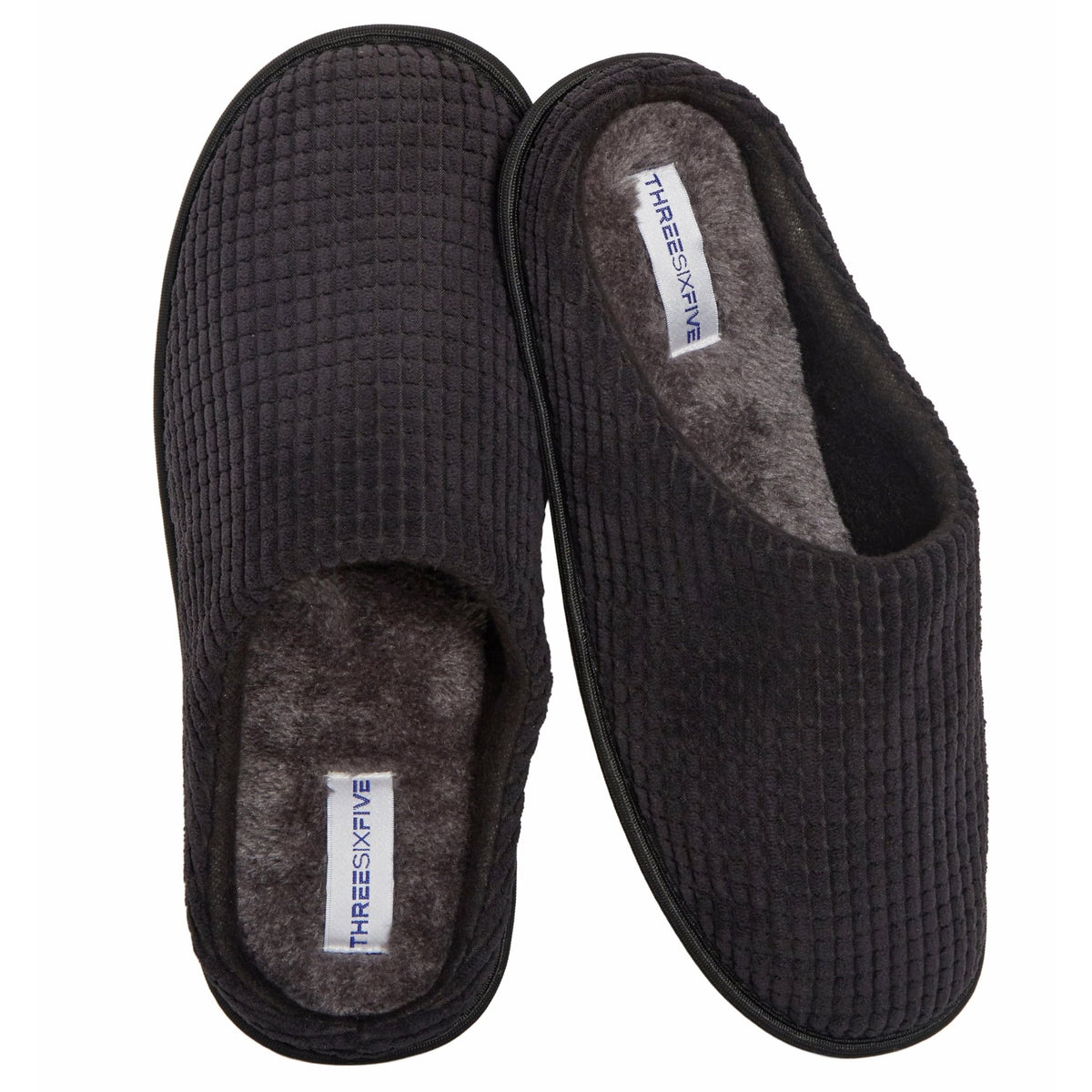 SaneShoppe - Men's Corduroy Slip On Indoor House Shoes Non Slip Sole Memory Foam Warm Thermal Lined Easy Care Slipper Pair by Sock Stack
