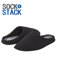 SaneShoppe - Men's Corduroy Slip On Indoor House Shoes Non Slip Sole Memory Foam Warm Thermal Lined Easy Care Slipper Pair by Sock Stack
