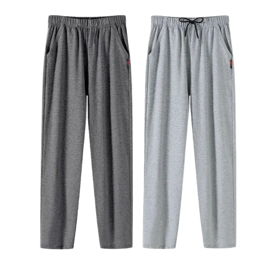 SaneShoppe - Men's Cotton Pajama Pants with Pockets, Elastic Waist, Large Size