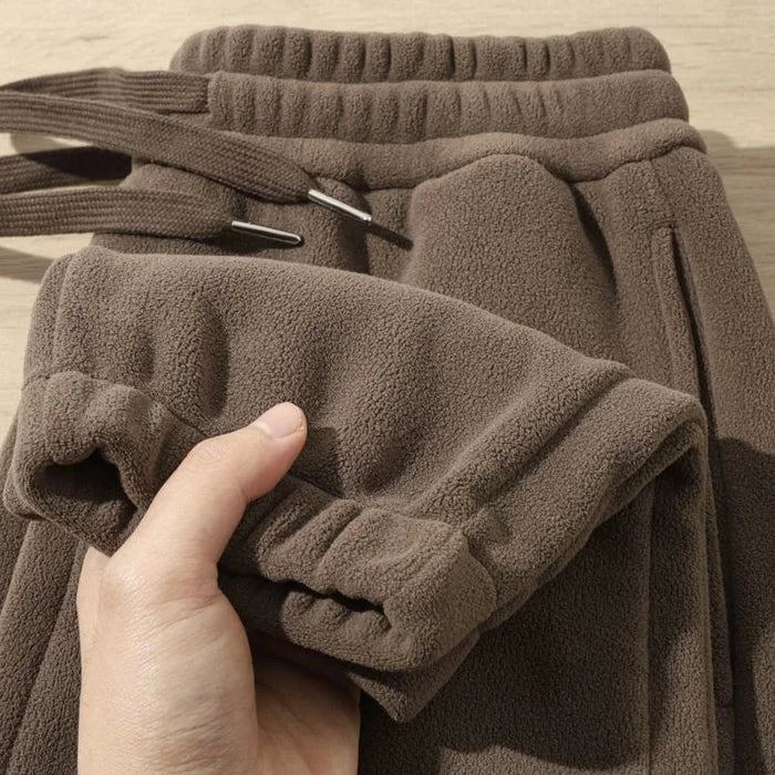 SaneShoppe - Men's Fce Lined Dstring Pants Winter Wear Resistant And Durable Elastic Waist Long Trousers Casual Loose Fit Youth Sle