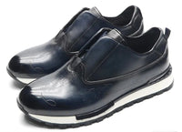 SaneShoppe - Men's Genuine Leather Flat Sneakers with Lace Up round Toe Loafers Chaussures Hommes