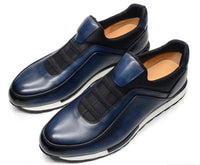 SaneShoppe - Men's Genuine Leather Flat Sneakers with Lace Up round Toe Loafers Chaussures Hommes