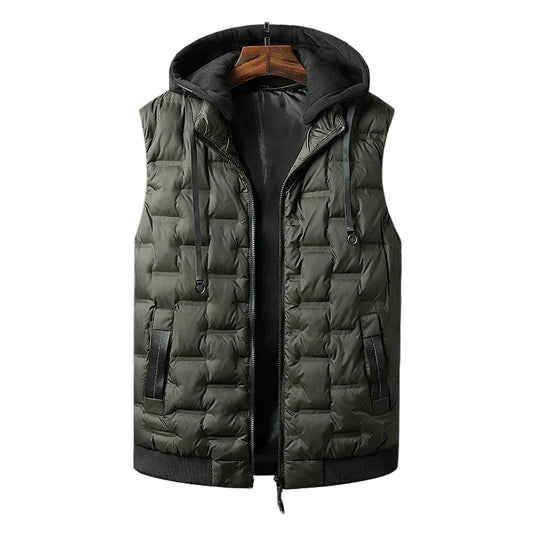SaneShoppe - Gilets à capuche pour homme avec capuche amovible, coupe-vent, chauds, gilets d’hiver unis sans manches, grande taille 8XL