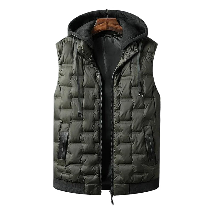 SaneShoppe - Men's Hooded Vests with Detachable Cap Windproof Warm Winter Vests for Men Solid Thicken Sleeveless Waistcoat Plus Size 8XL