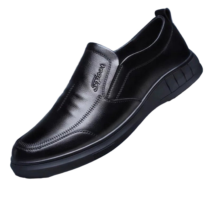 SaneShoppe - Men's Leather Shoes Breathable Lightweight Business Slip - On Anti - Slip Middle - Aged And Elderly Shoes Comfortable All - Seasons Wear