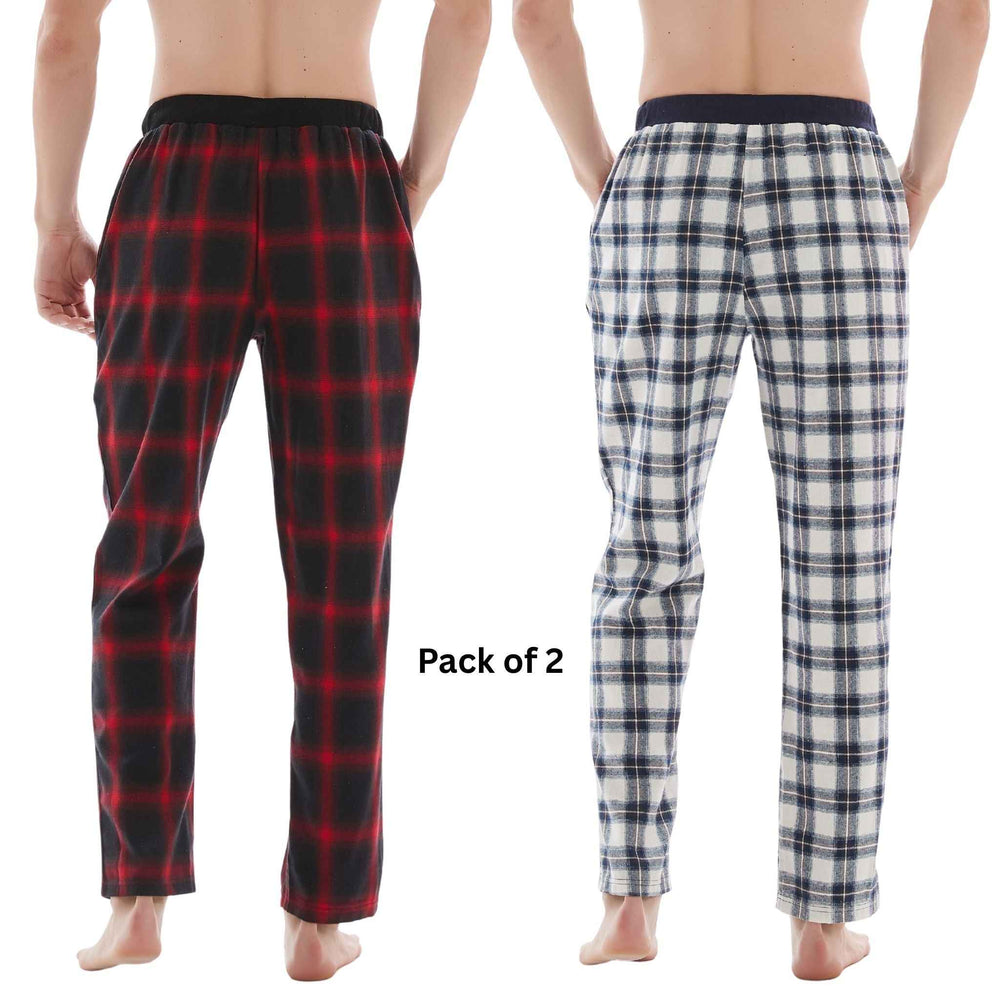 Men's Cotton Flannel Pyjama Bottoms - Lightweight Comfort, Pack of 2
