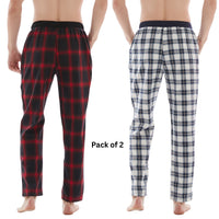 SaneShoppe - Men's Lightweight Cotton Flannel Pyjama Bottoms - Pack of 2